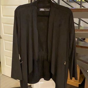 Zara suede cinch waist blazer jacket